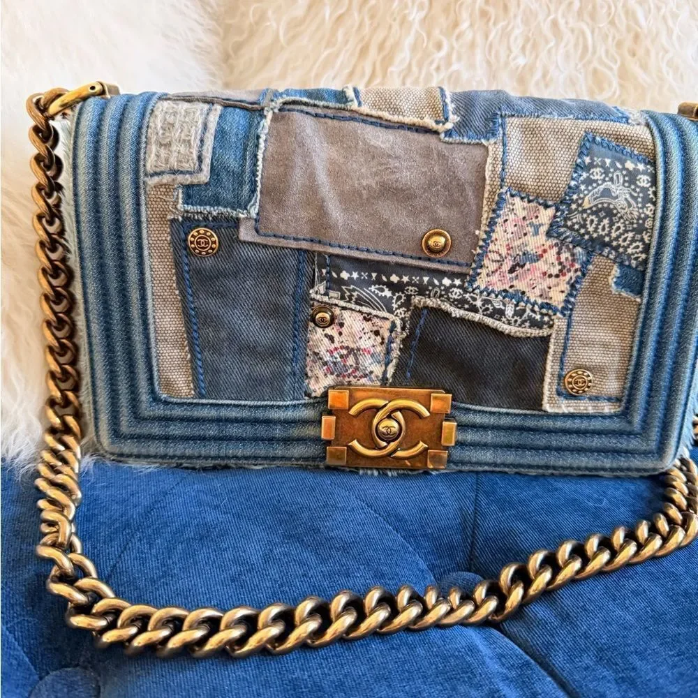 Chanel Boy Chain Shoulder Bag Blue
